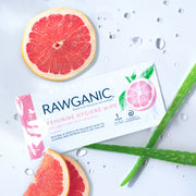 PH balanced hypoallergenic intimate hygiene feminine wipes, infused with natural extracts of grapefruit and aloe vera will cleanse and refresh. Made from 100% biodegradable cellulose, our wipes can be flushed and will disperse in water.   Great on-the-go solution when travelling, flying, on holiday, out hiking, during your period, or for intimate waxing prep.